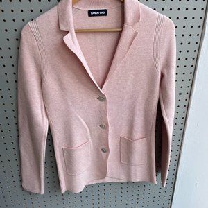 Lands' End Women's Fine Gauge Cotton Button Front Blazer Sweater, NWT